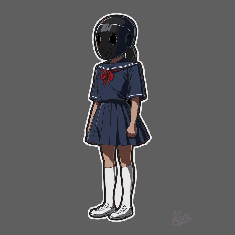 Écolière avec casque