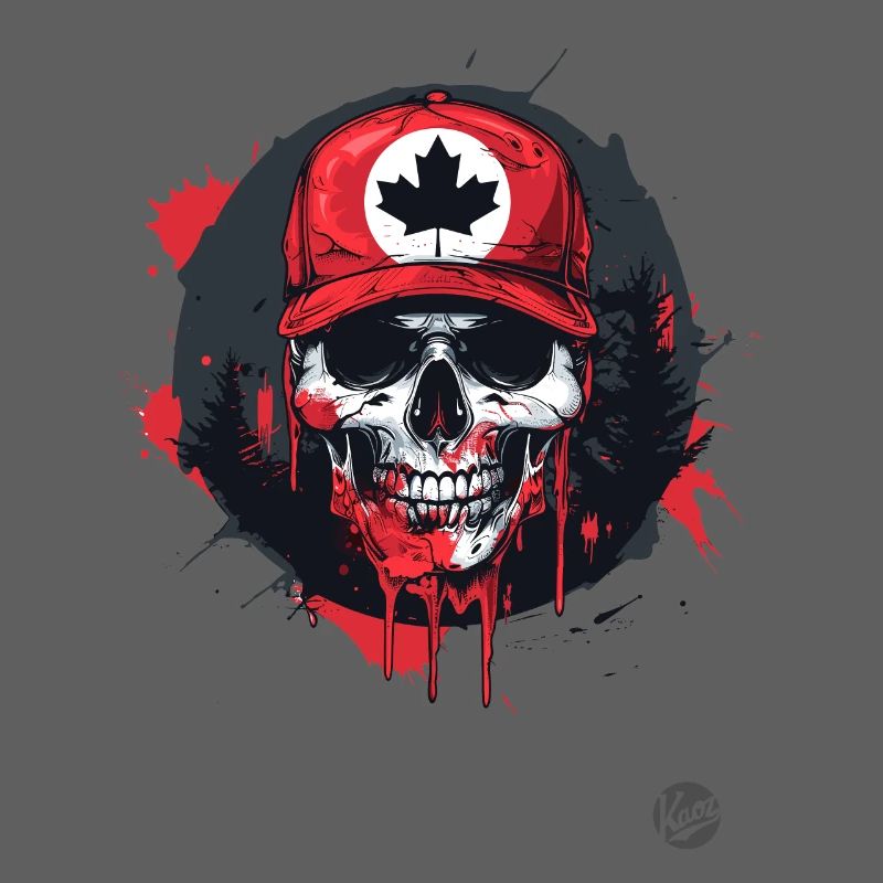 Canadian skull with maple leaf
