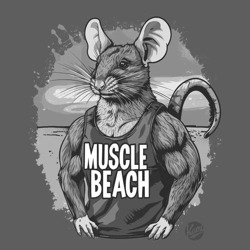 Retro Bodybuilder Muskel Strand Ratte