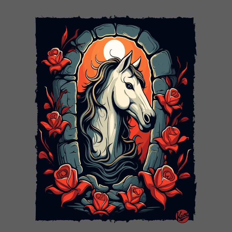 Roses et cheval