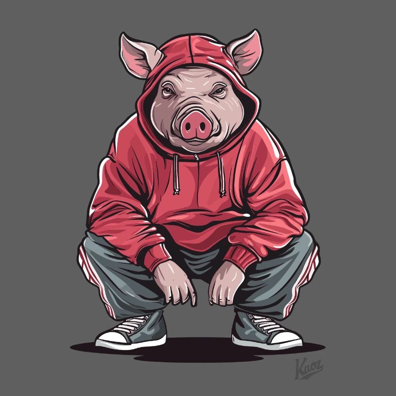 Slavic Gopnik pig crouching