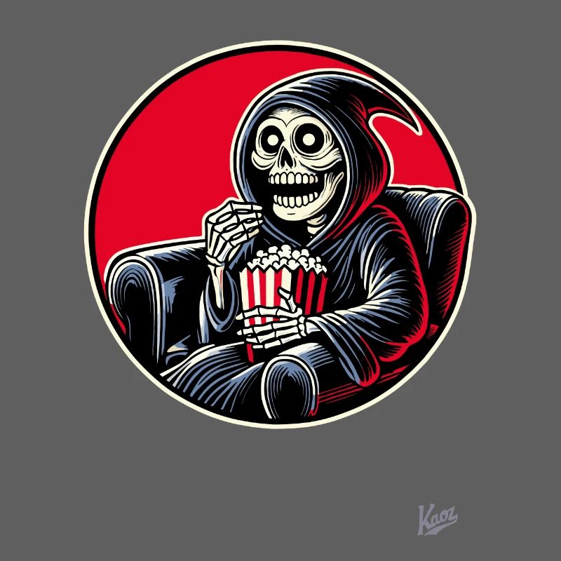 Cinéaste Grim Reaper avec pop-corn