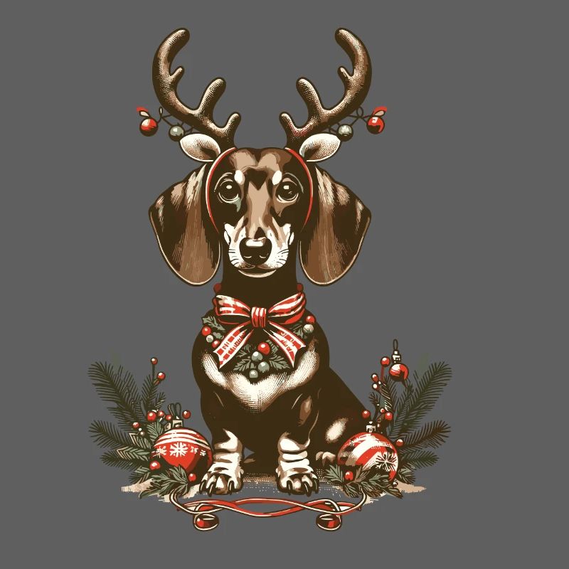 Teckel de Noël avec bois et arc
