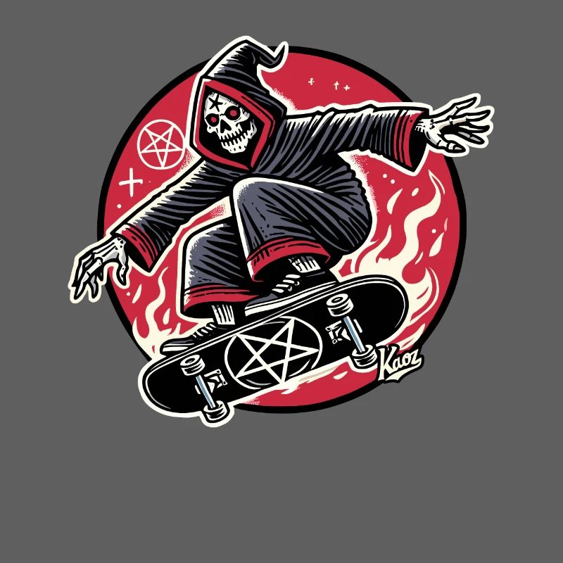 Grim Reaper Skateboarder Does Tricks Skateboard