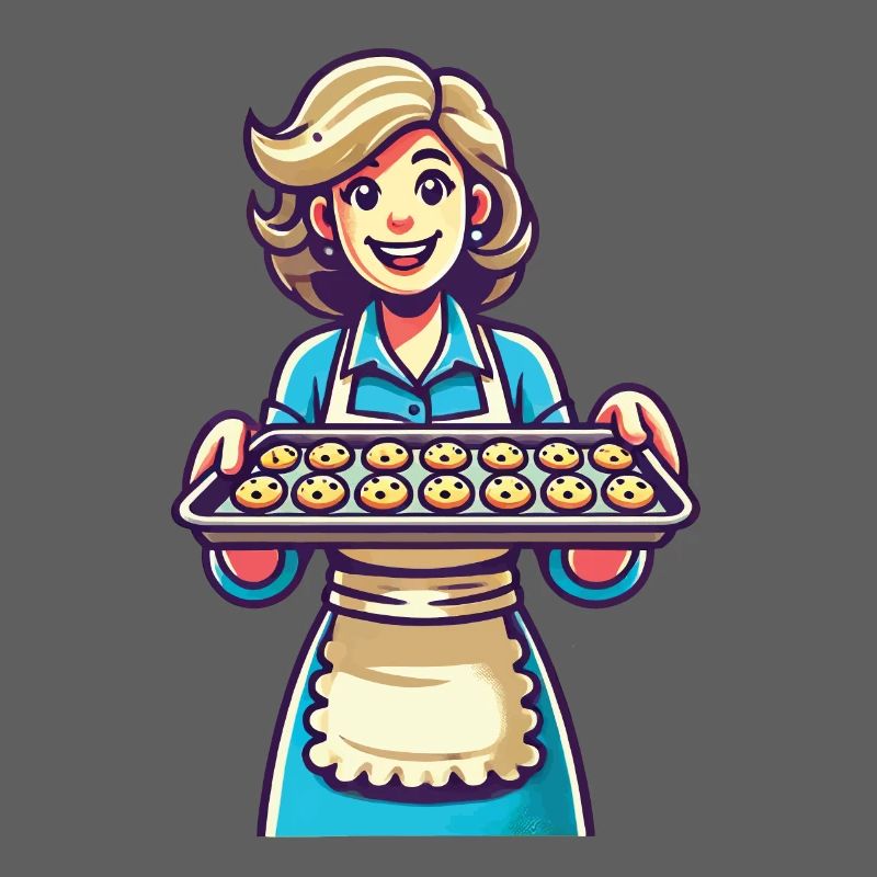 Cheerful baker with fresh biscuits