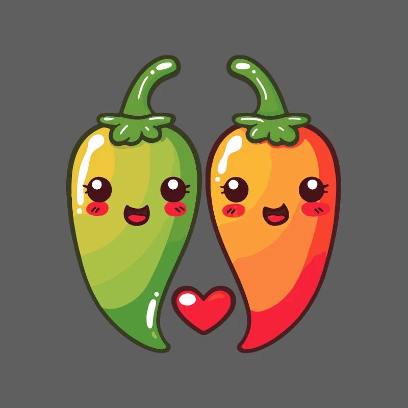 Chilli Paar Liebe Herz Comic