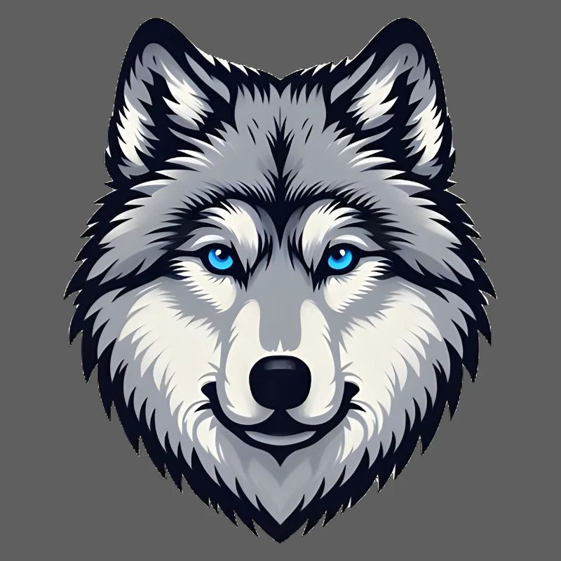 Blau äugiger Wolf Kopf