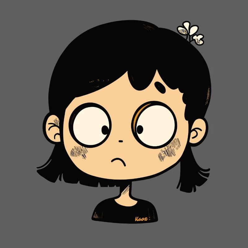 fille de dessin animé réfléchie