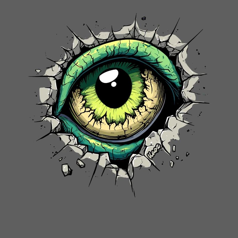 Œil de monstre jetant un coup d’œil à travers le trou dans le mur