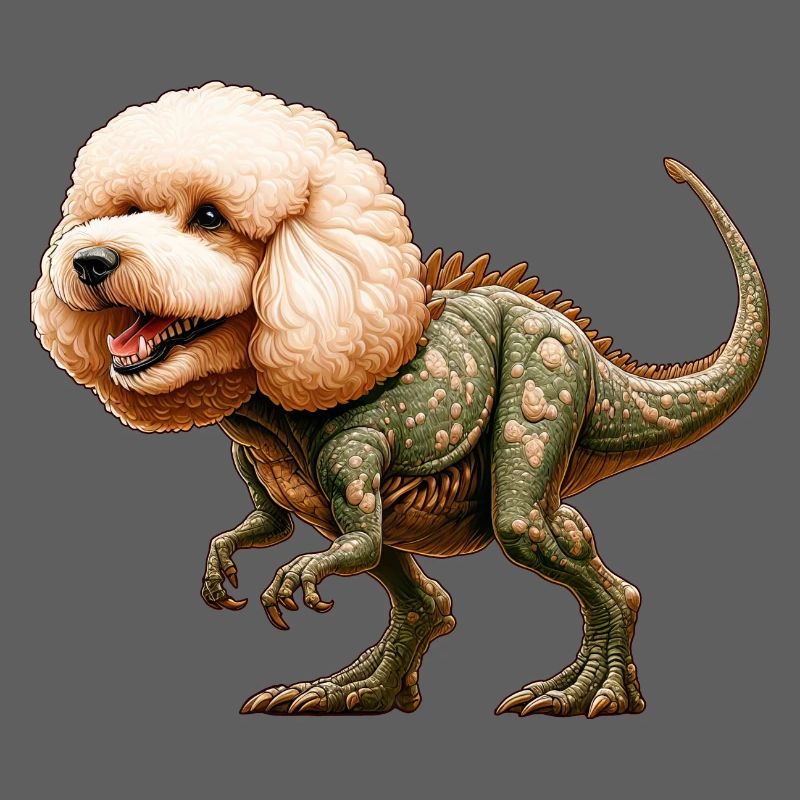 Caniche T-Rex Hybride Créature Mythique Design
