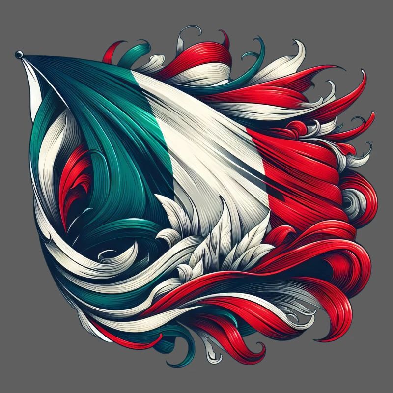 Drapeau italien Fleurs Drapeau français
