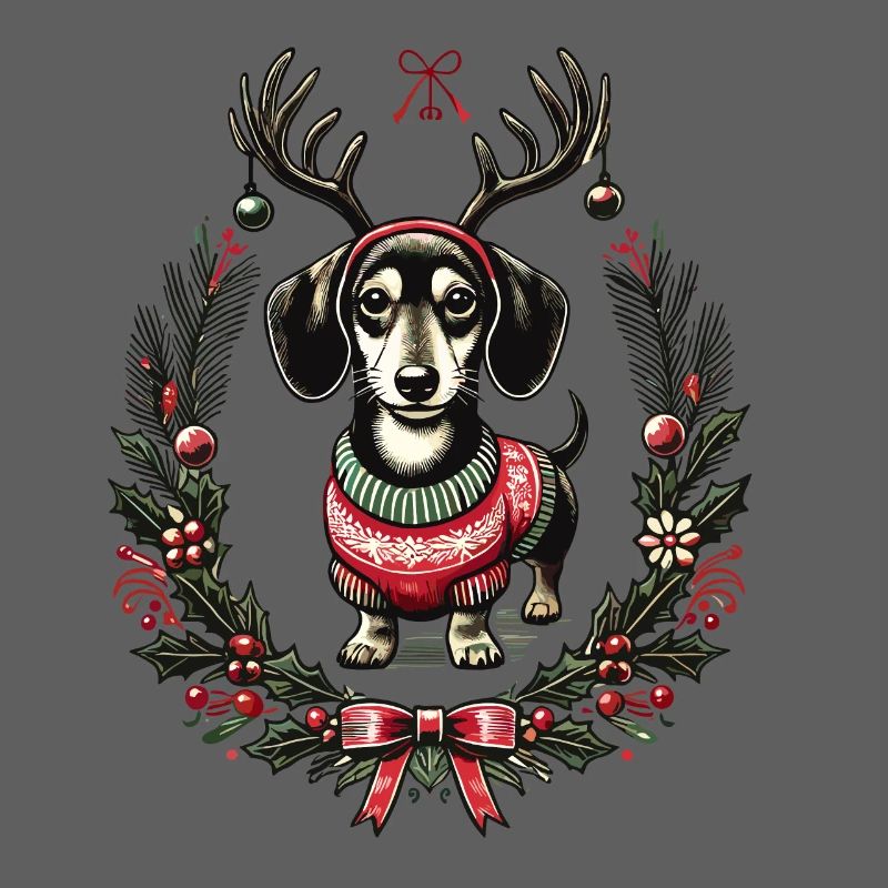 Fröhlicher Dackel Im Weihnachtspullover