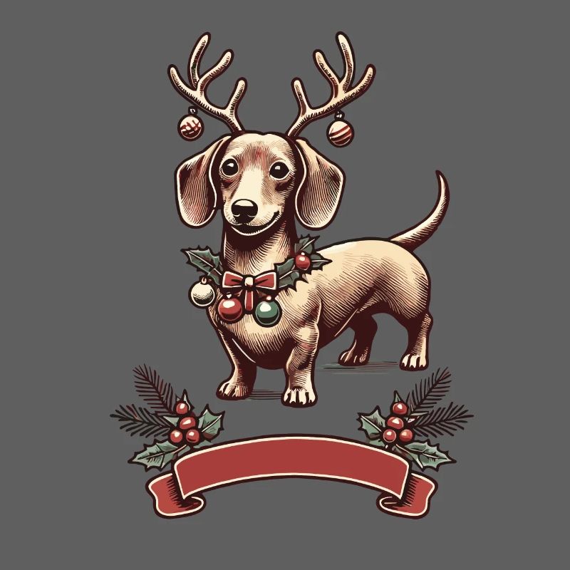 Teckel de Noël avec bois