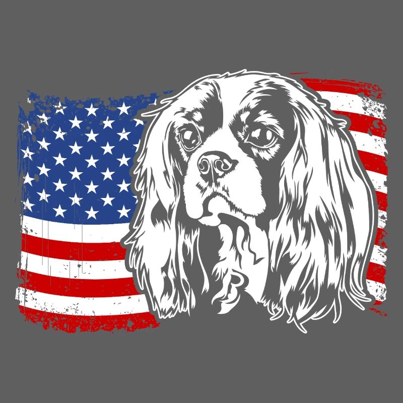 Cavalier King Charles Spaniel Drapeau de l’Amérique des États-Unis