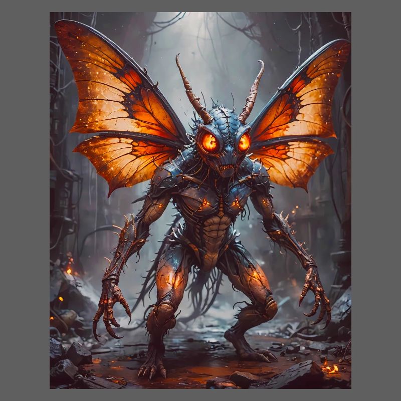 mutant monster half men half insect horror moth