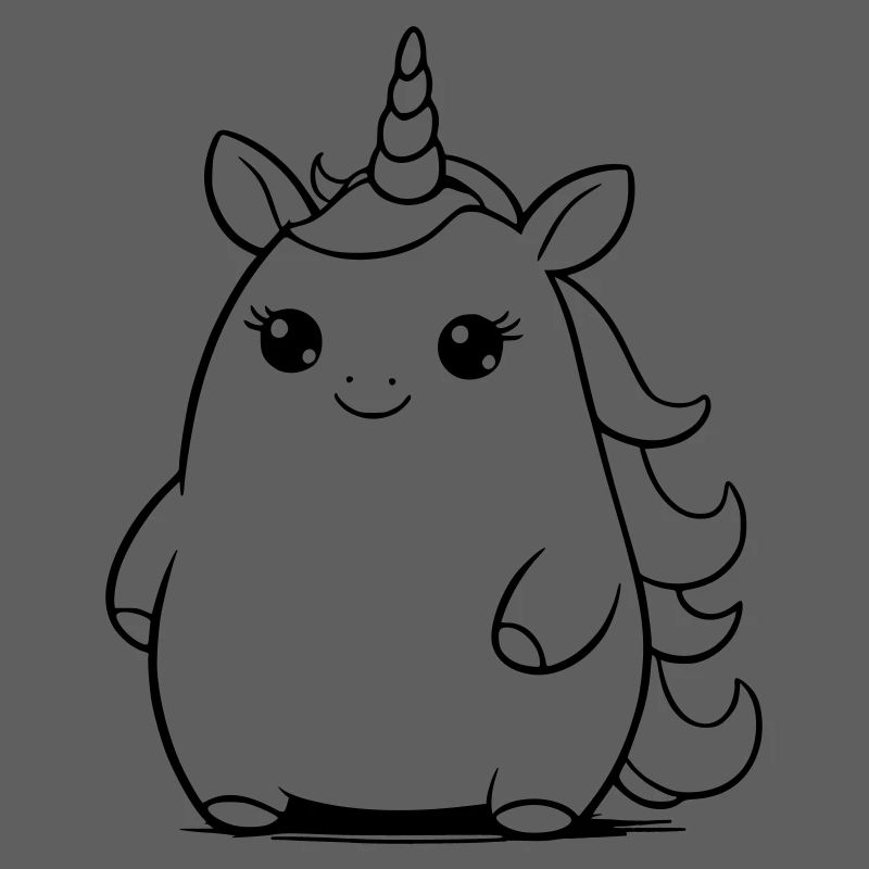 Chubby unicorn as vector illustration