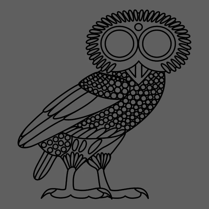 Chouette d'Athéna [Contour noir (chouette uniquement)]