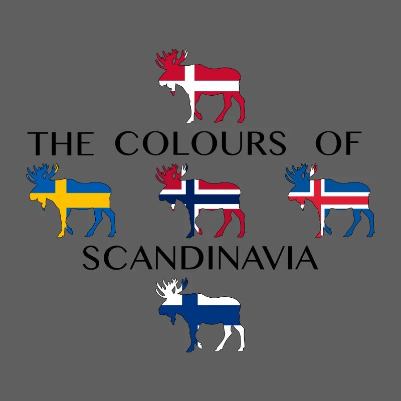 Scandinavia Flags Moose Colors Norway