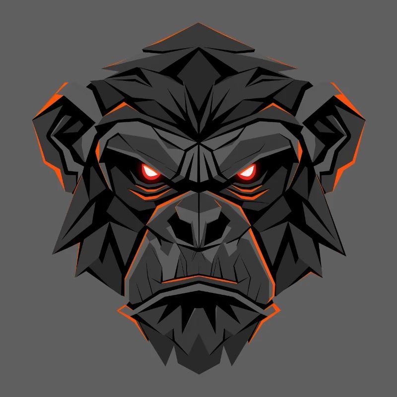 Neon Gorilla Lowpoly Face