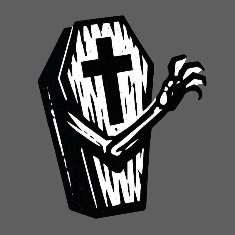 Halloween Coffin | Cross coffin with bone hand
