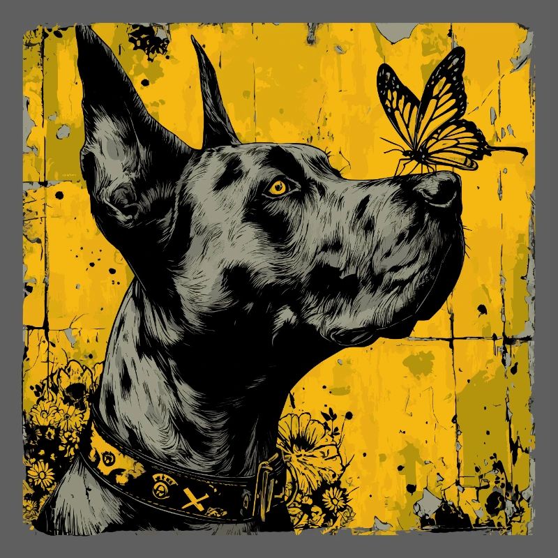 Drôle de dogue allemand et de papillon