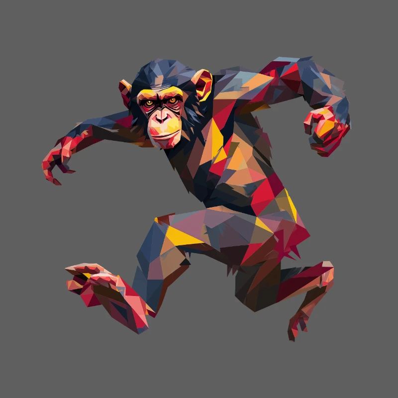 Low Poly Chimpanzee Sprint Logo Design