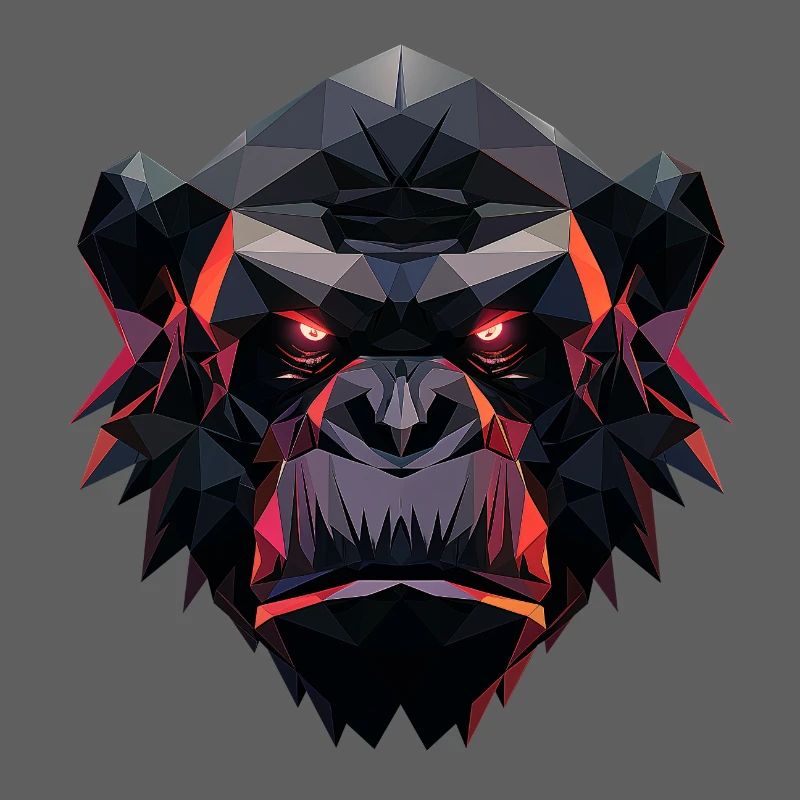 Gorilla Prism Head Low Poly Art Design