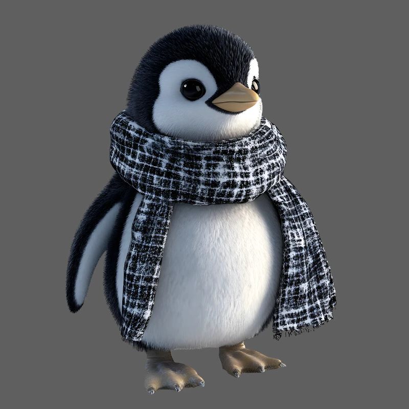 Pingouin drôle avec une écharpe