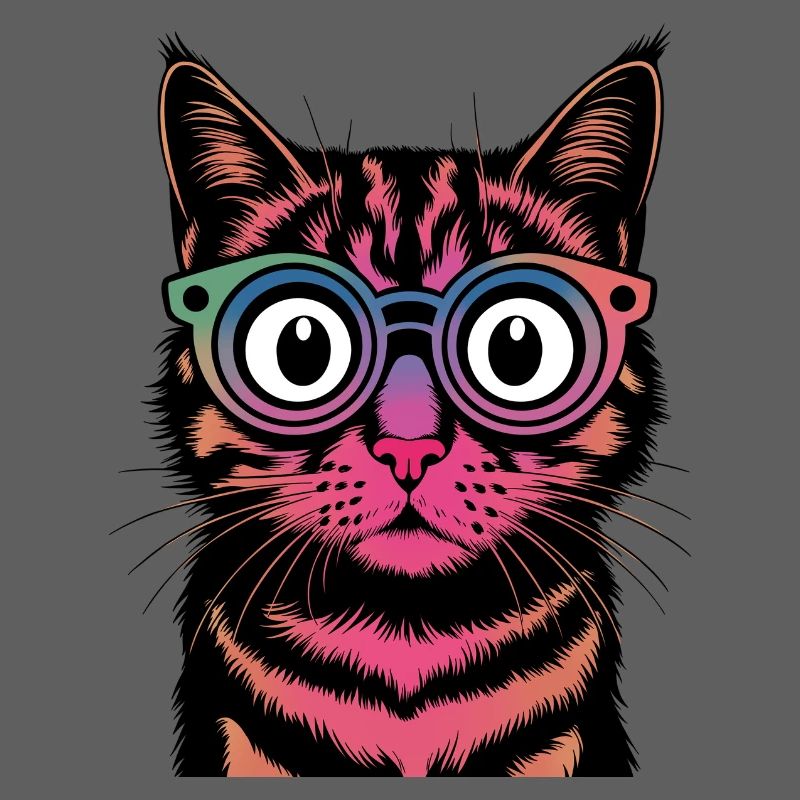 Regenbogen-Katze mit Brille