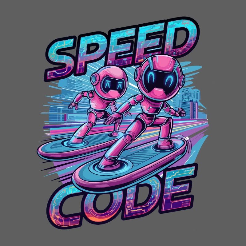 Speed Code Cyberpunk Robot Surfing Tech Art
