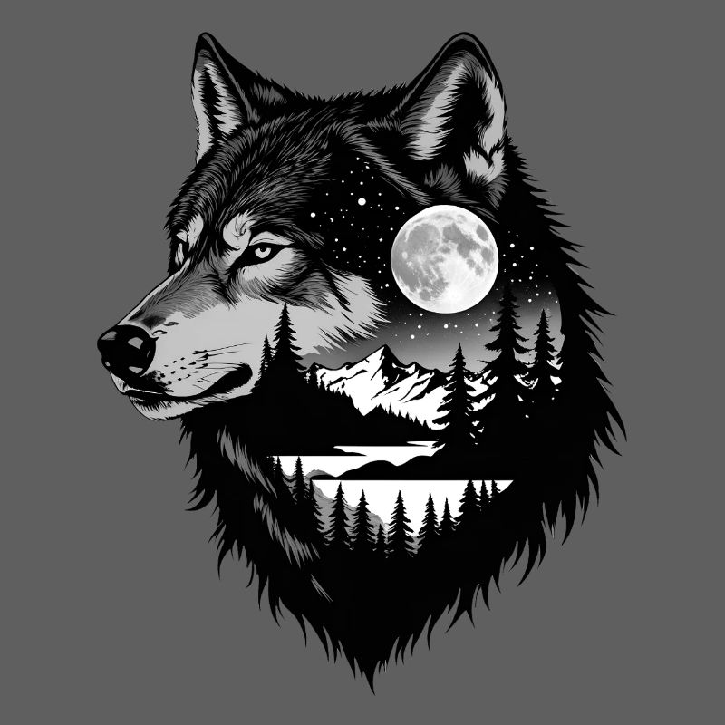 Black Wolf Wolf Portrait. Wolf design