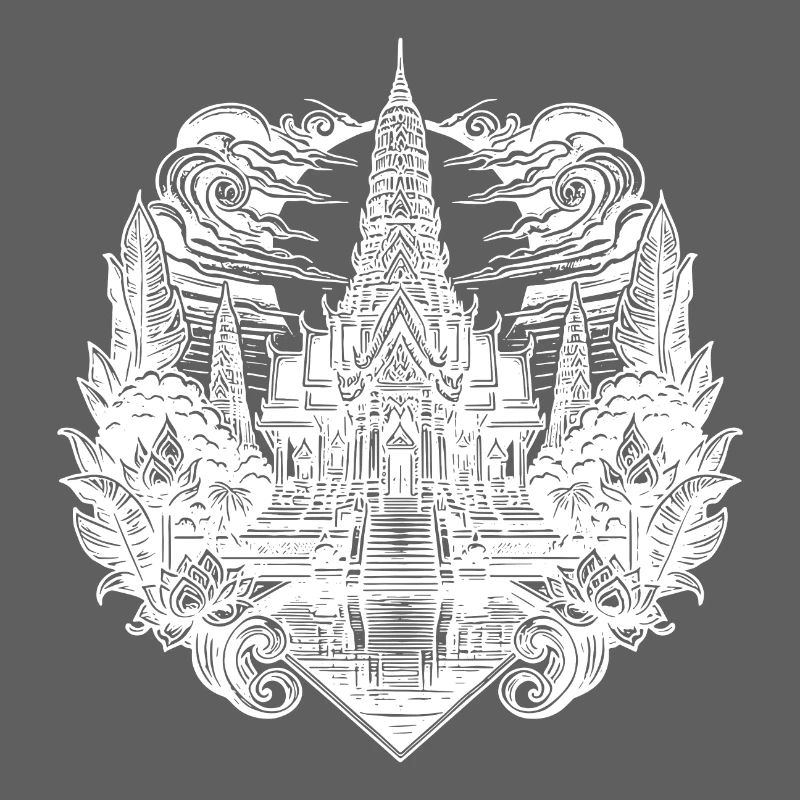 Moonlight behind exotic Thailand temple