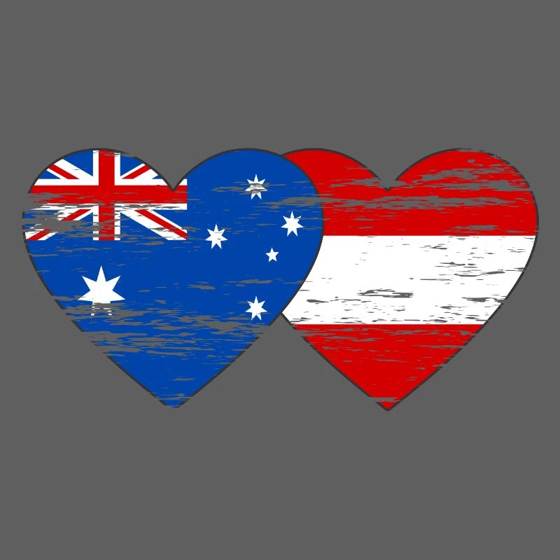 Australie Autriche Drapeau Coeur Drapeau utilisé
