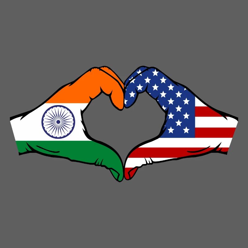 Inde États-Unis drapeau mains forme coeur