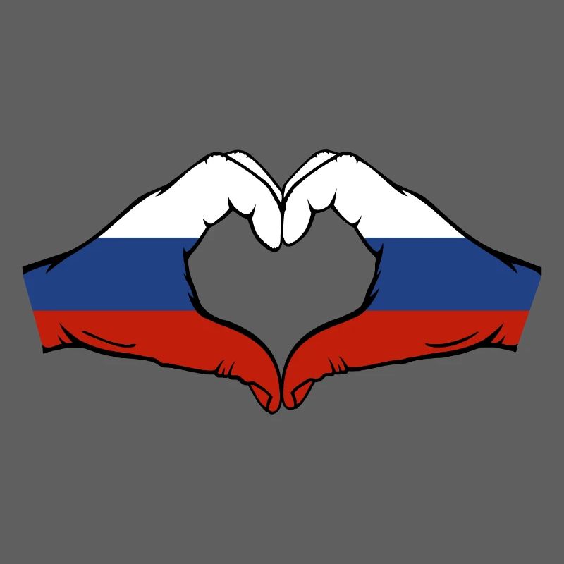Drapeau de la Russie Mains Coeur Forme