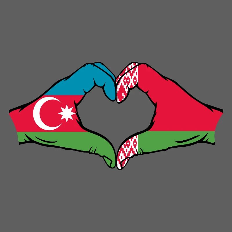 Azerbaïdjan Biélorussie Drapeau Mains Coeur Forme