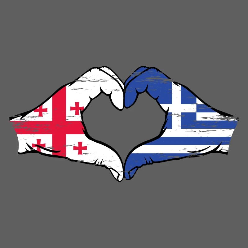 Géorgie Grèce Drapeau Mains Coeur Forme Utilisé