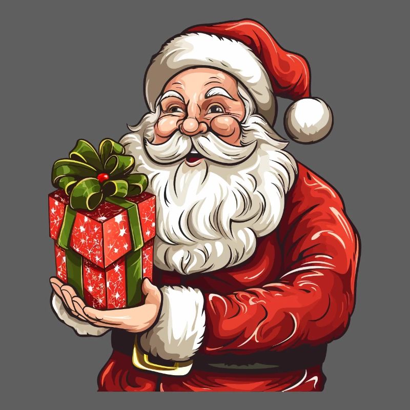 Knuffiger Weihnachtsmann mit Weihnachtsgeschenk