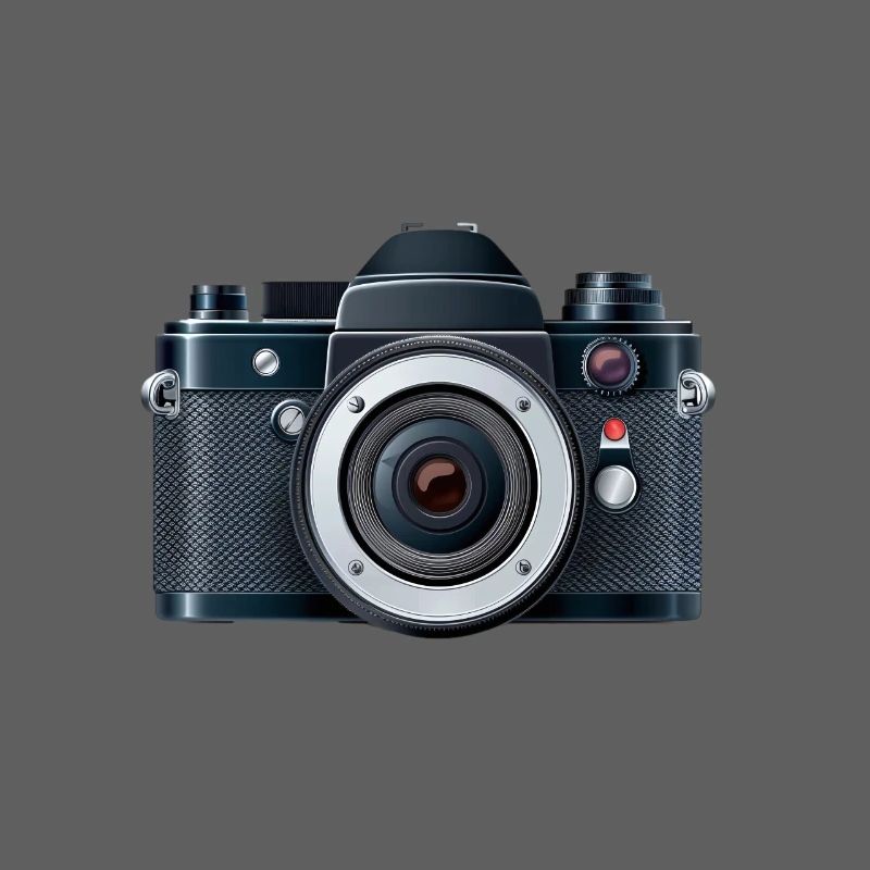 Digitalkamera mit Blitz in einer 2D-Illustration