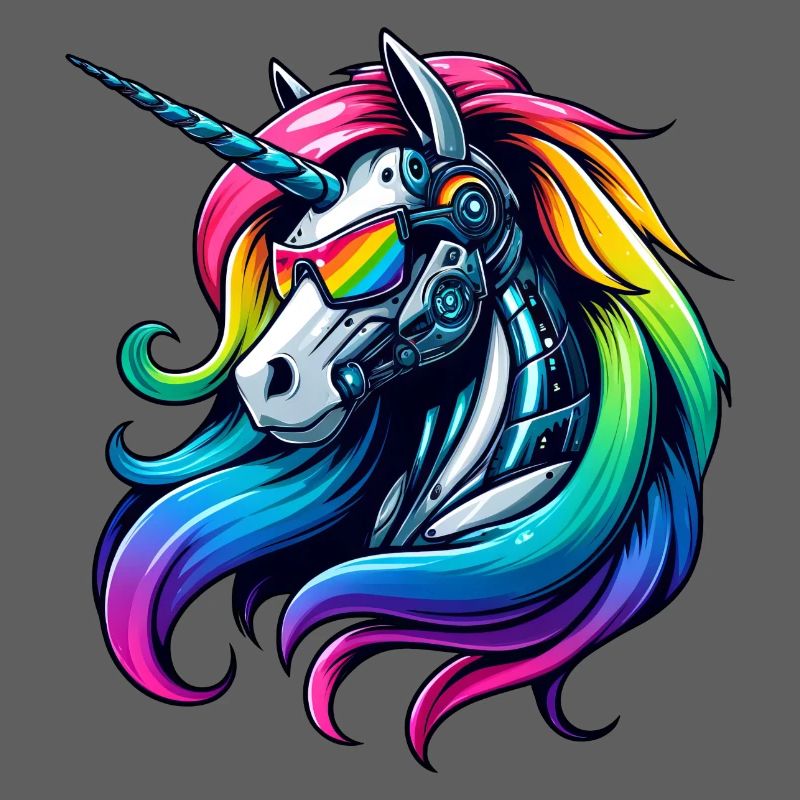 Cooler Cyborg-Einhorn Regenbogen