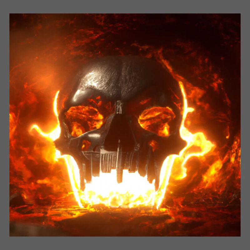 skull in hell in 3d render