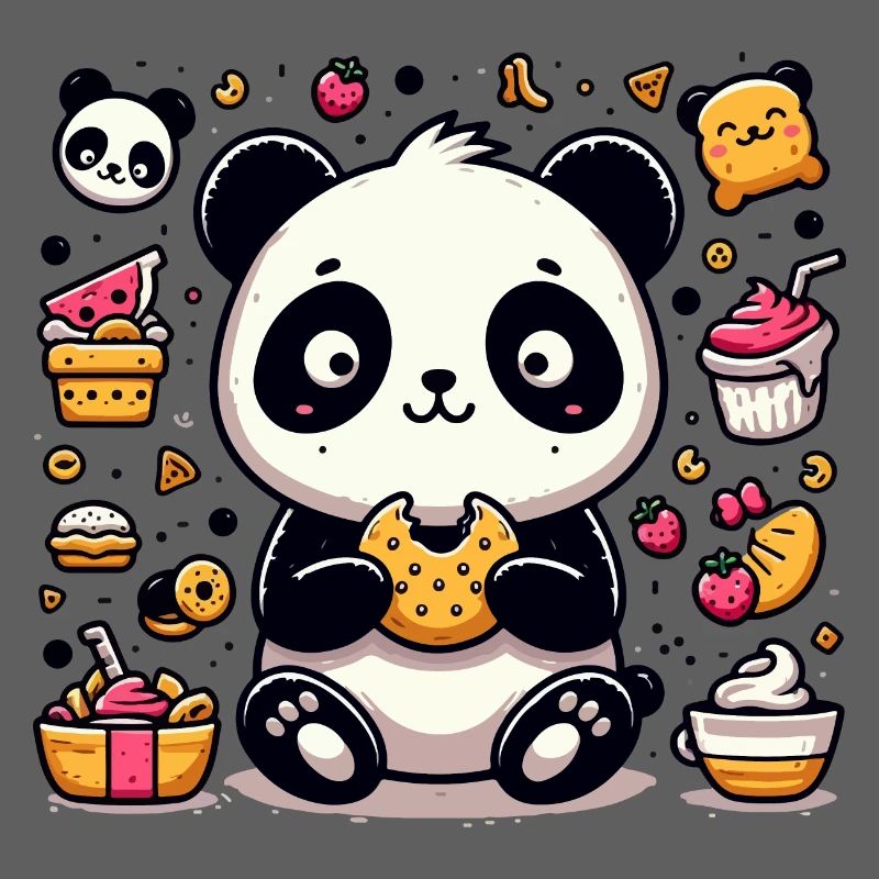 Panda mignon avec des collations