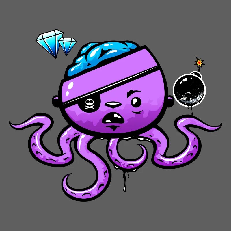 Pieuvre pirate avec bombe