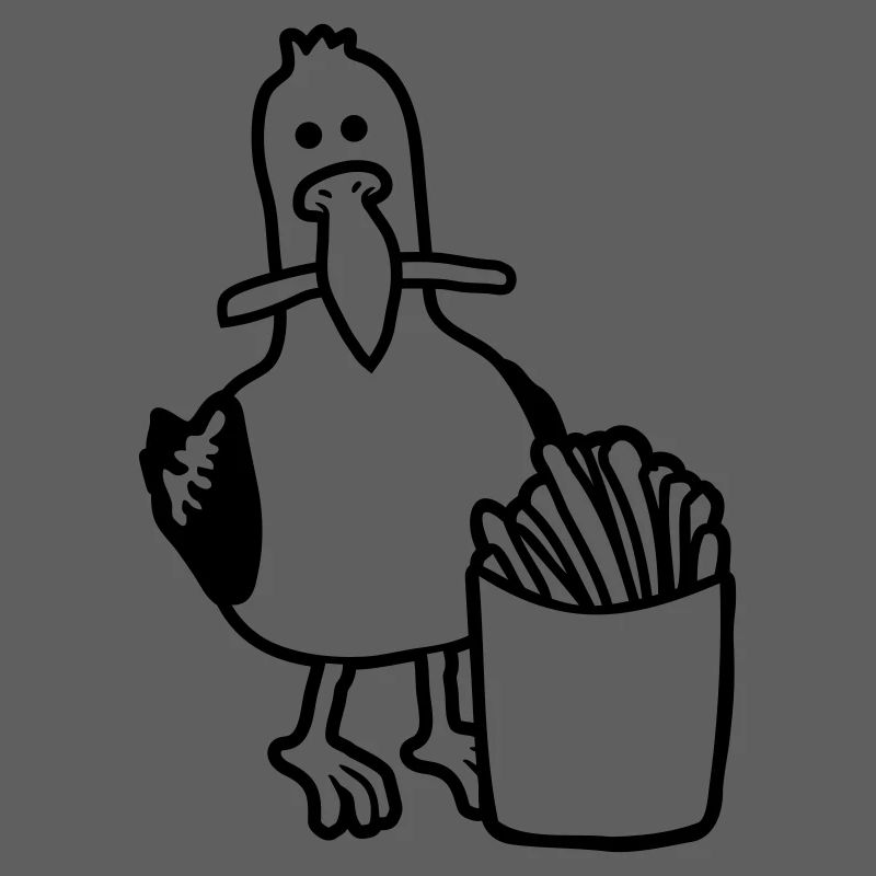 Frites volées mouette heureuse