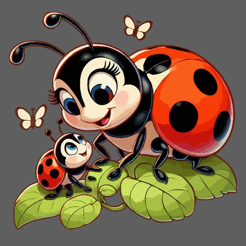 La mère coccinelle joue avec l’enfant