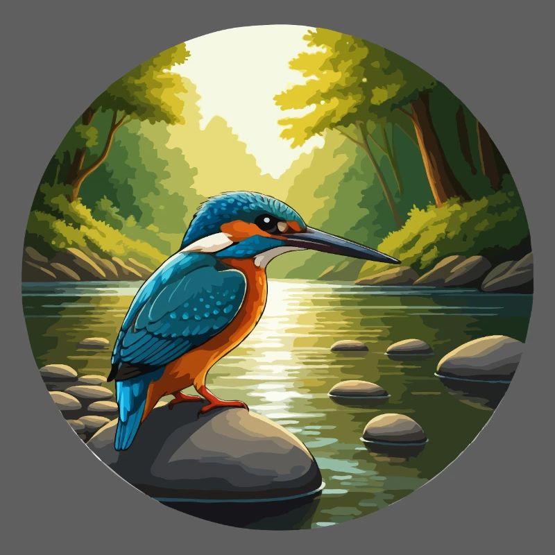 Kingfisher sits by stream