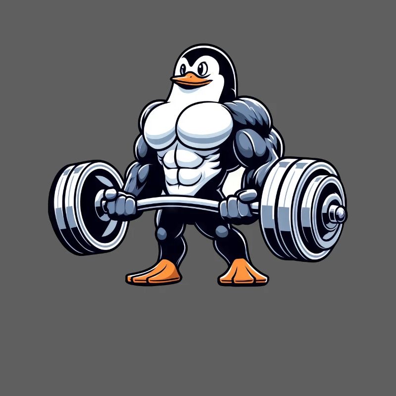 Penguin strength training with dumbbell