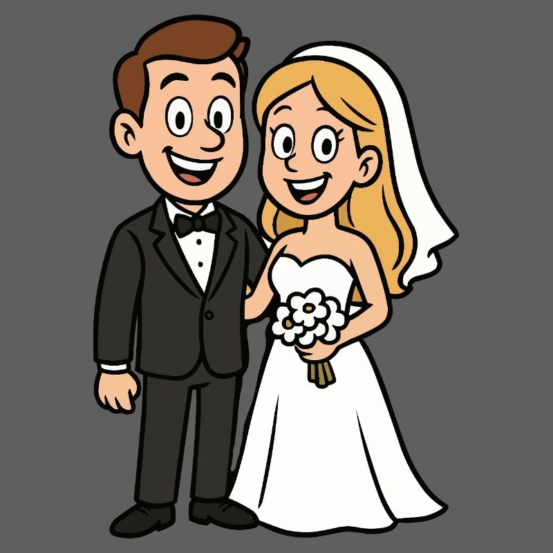 Brautpaar Ehepaar Hochzeit Comic