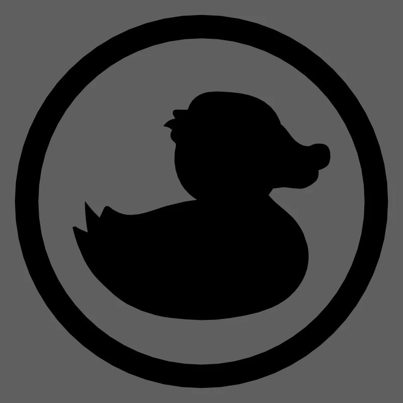 circle round logo squeaky duck rubber tea badeente e