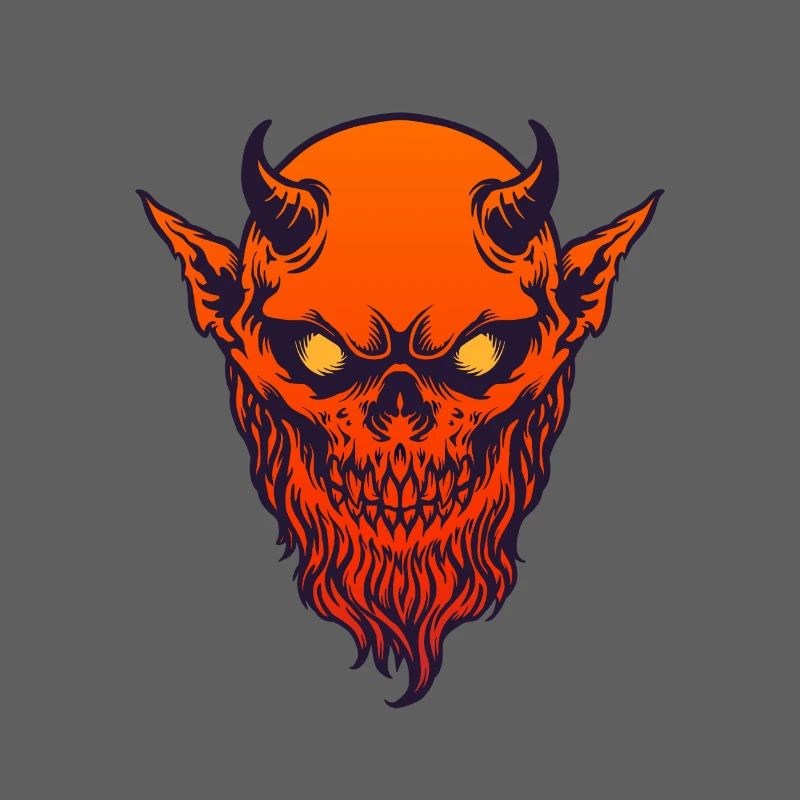 Devil Demon Rot mit Horn und Bart